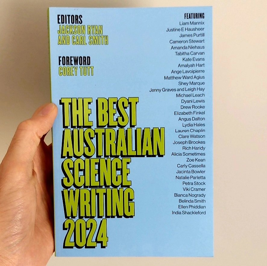 Received my contributor copy of The Best Australian Science Writing 2024 from NewSouth Publishing this week. Many thanks to the editors &amp; congrats to all contributors!
<a href="/aliciasometimes/">Alicia Sometimes</a> <a href="/shey_marque/">Shey Marque</a> #scicomm #sciencewriting #poetry