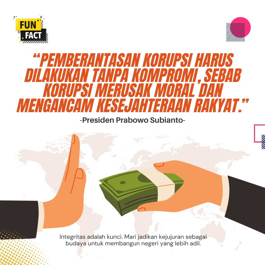MediaNusan013's tweet photo. Presiden Prabowo Subianto menegaskan, pemberantasan korupsi harus dilakukan dengan tegas dan keras, karena merusak moral bangsa dan mengancam kesejahteraan rakyat.
#IndonesiaMaju #PresidenPrabowo #BebasKorupsi #PemberantasanKorupsi #Harkordia #Korupsi #AstaCita https://t.co/eM8bFn5vmI