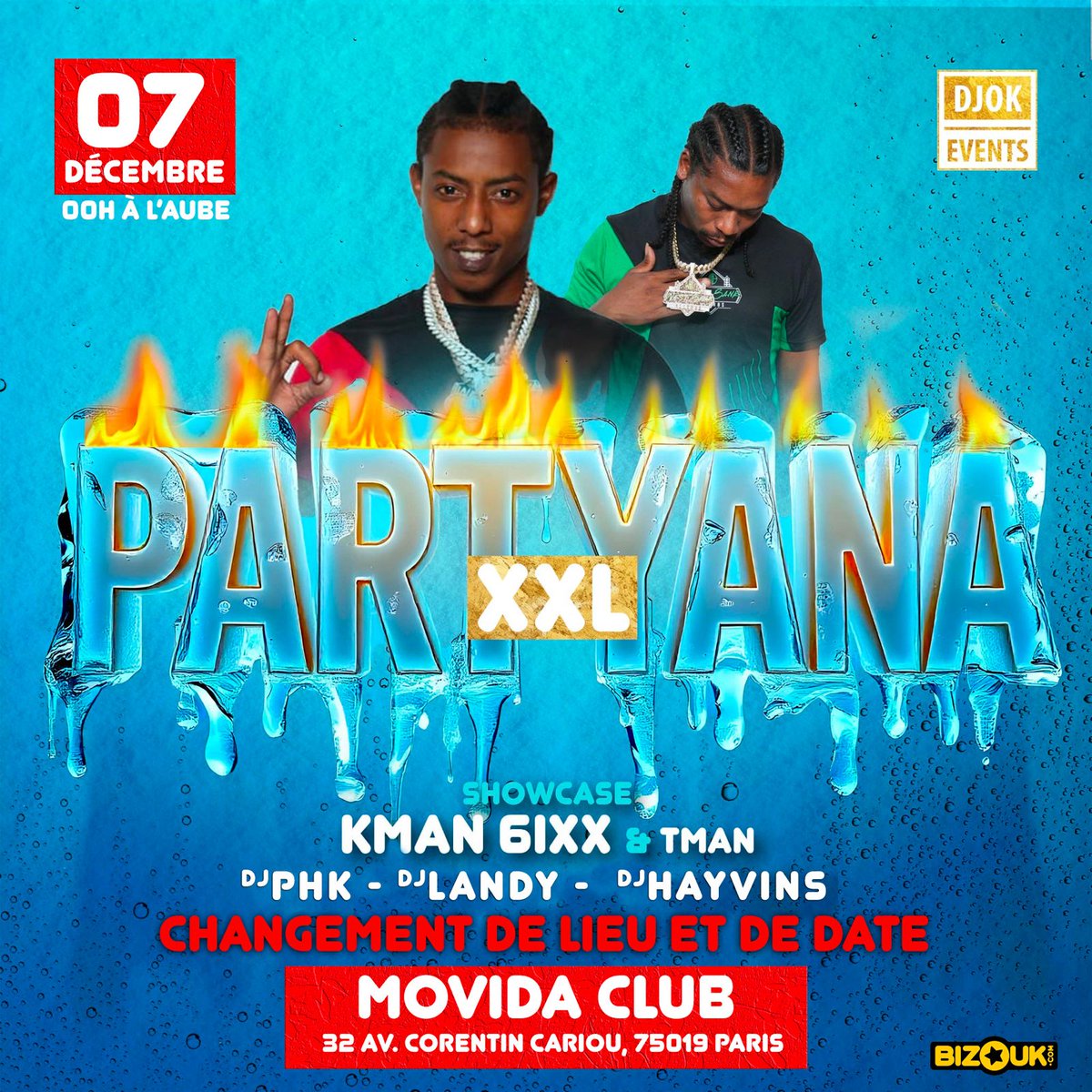 Hello les amis, 
Pour des raisons indépendantes de notre volonté, nous sommes contraints de reporter l’événement prévu le vendredi 06 décembre au samedi 07 déc. 
Nous aurons donc le plaisir de vous accueillir ce samedi 07 déc au MOVIDA à Paris. 
Nous avons hâte de vous recevoir.