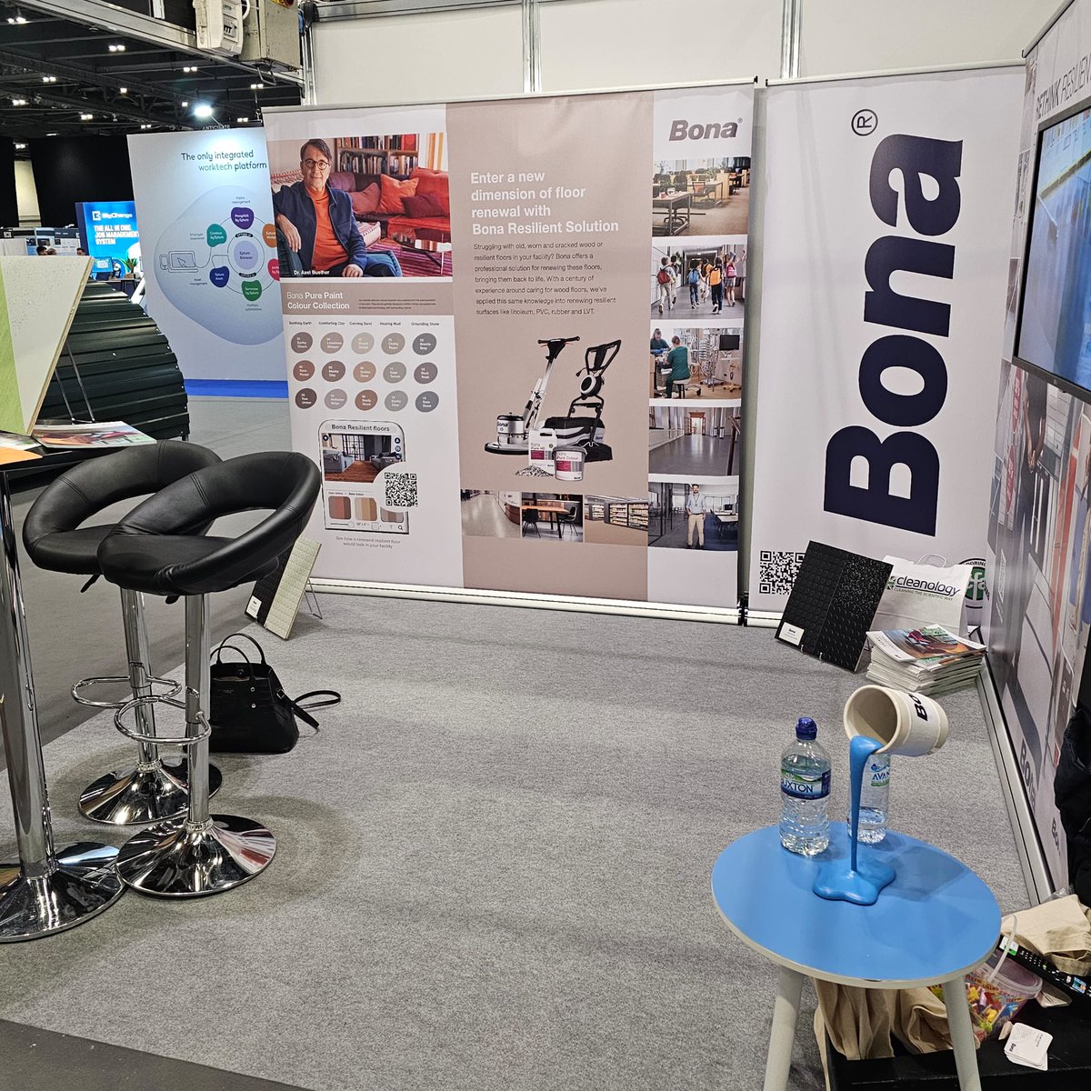 StainbustersLtd's tweet photo. Facilities Show, Excel London with the Bona team. Looking forward to some exciting resilient floor refurbishment projects in 2025. Try out the Bona floor visualiser to see how your refurbished floor could look! https://t.co/p3Ar1zfI2Y #AnticipateLdn #Bona #Stainbusterscleaning https://t.co/Eds2clUAjH