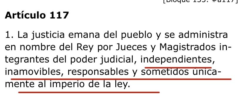 En el #DíaDeLaConstitución, me gustaría recordar el art. 117.1 CE. Un poder judicial independiente de injerencias políticas es ESENCIAL para proteger a la ciudadanía de los abusos de los poderosos. Sin ello, no hay democracia real.