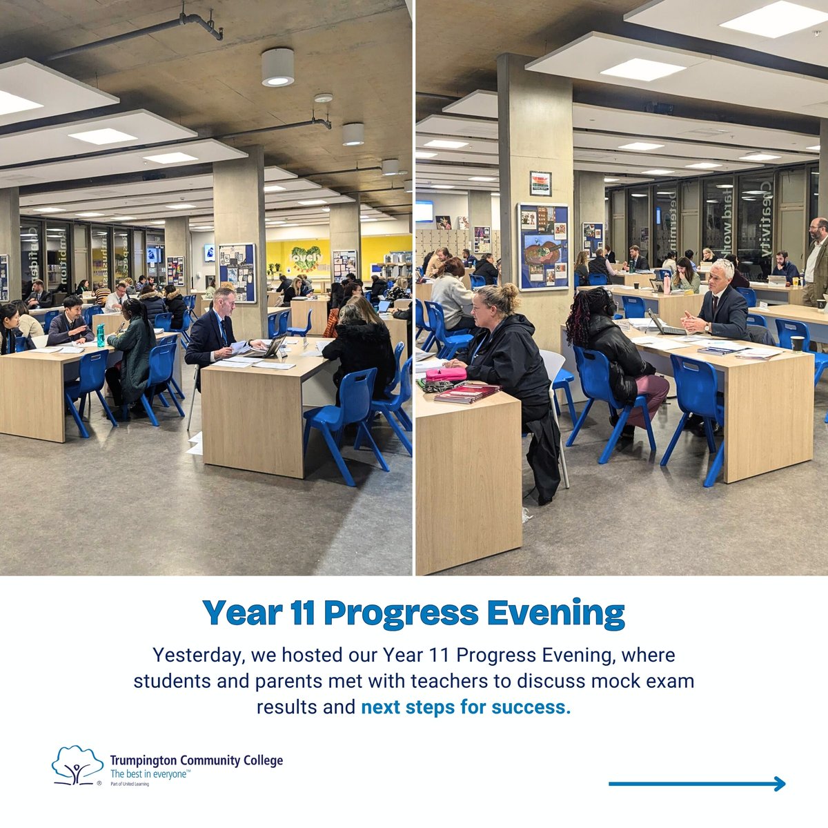 TrumpingtonCC's tweet image. Year 11 Progress Evening ✅ Parents and students planned for success, with fantastic support from our Year 10 helpers! 🙌☕ #ProgressMatters #TeamTrumpington