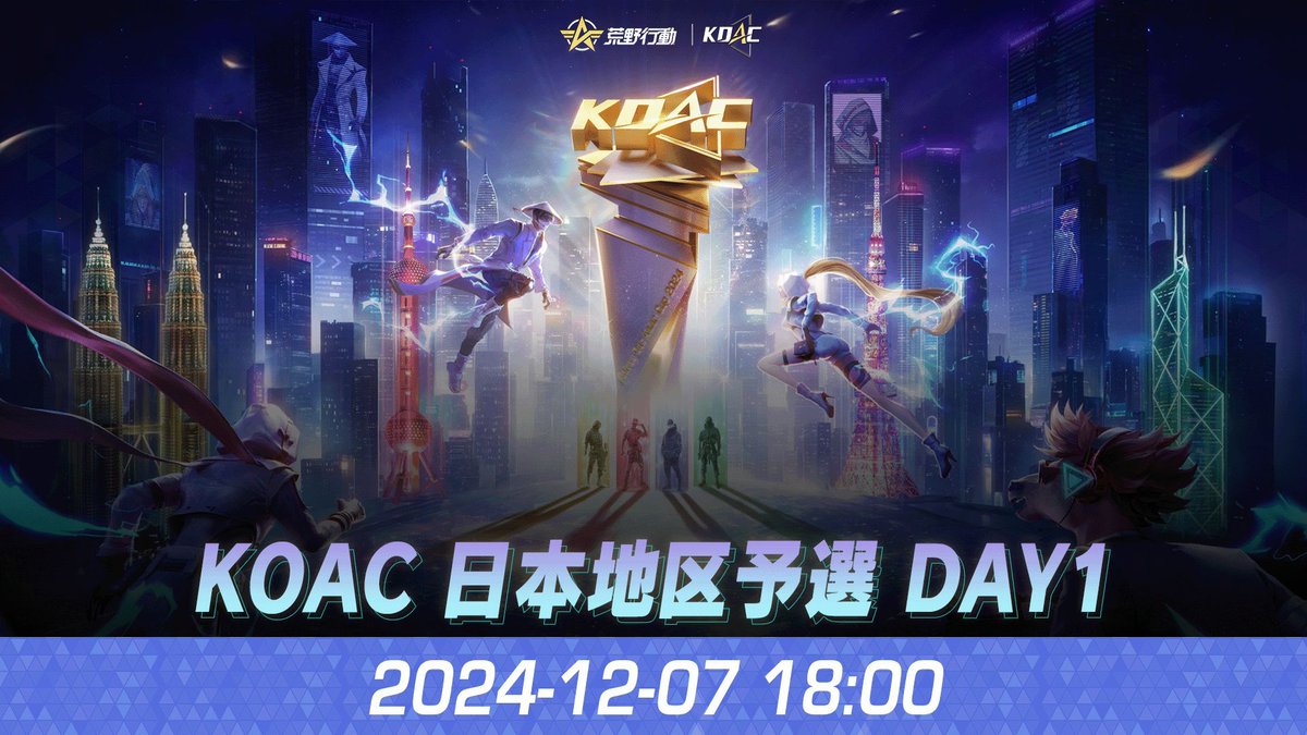 KNIVESOUTCHAMP's tweet photo. 「荒野に集結、アジアの頂へ」
KNIVES OUT ASIAN CUP 2024

日本地区予選 Day1

本日の対戦スケジュールはこちら！

📺12/7(土)18:00スタート！  
https://t.co/IOjTCZYVAM

#荒野行動 
#KOAC2024 https://t.co/yCWMS75dsR