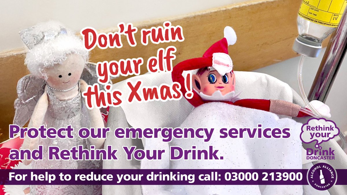 Look after your elf this Xmas! Celebrate, have a fabulous time, stay safe and protect OUR emergency services. If you’re worried about your drinking habits or someone else’s call us <a href="/Aspire_Recovery/">Aspire</a> on: 03000 213900 <a href="/MyDoncaster/">City of Doncaster Council</a> <a href="/rdash_nhs/">RDaSH NHS FT</a> @social_sober <a href="/DBH_NHSFT/">Doncaster and Bassetlaw Teaching Hospitals</a> #NHS