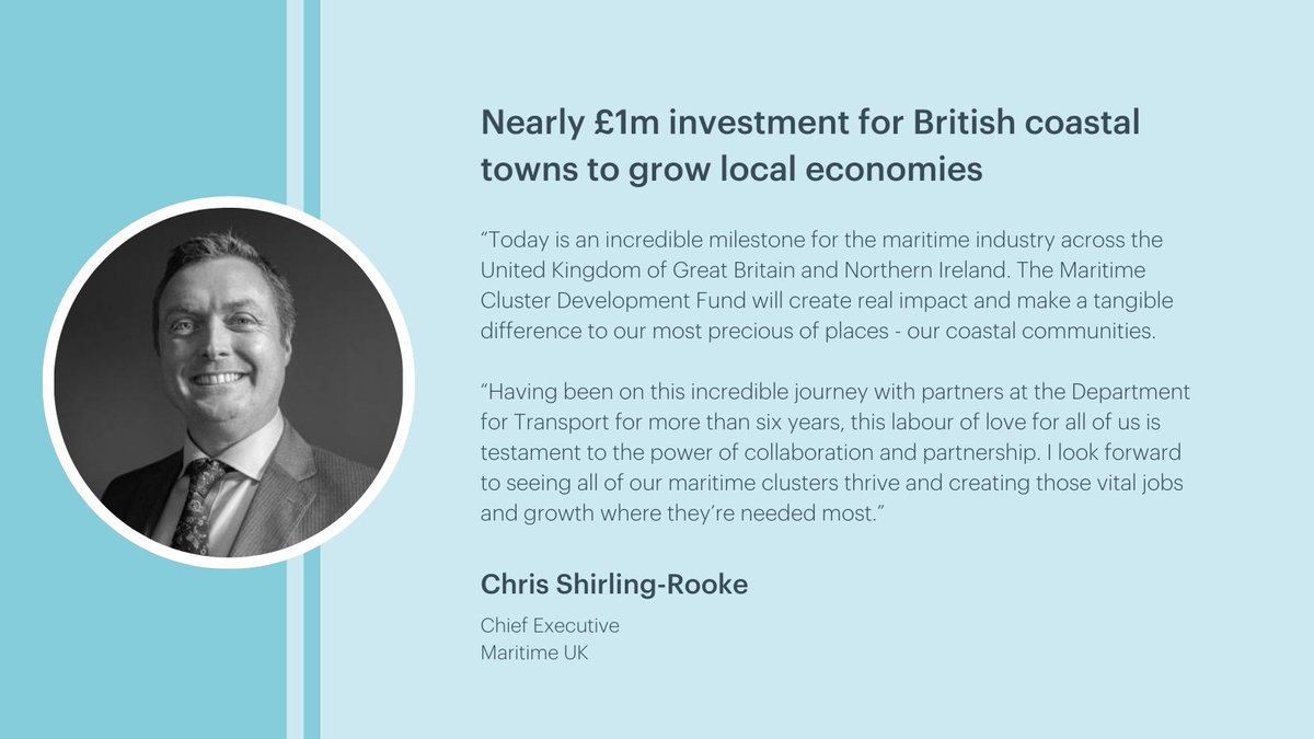 Nearly £1m investment for British coastal towns to grow local economies

Nine maritime clusters across the UK will receive a share of government funding, helping them secure investment for local industry, deliver skills, training &amp; educational programmes.

maritimeuk.org/media-centre/n…