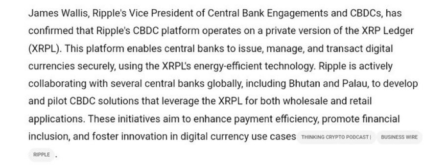 🚨: Ripple Confirms CBDCs Will Operate on Private XRP Ledger to Drive Financial Innovation and Inclusion. #XRP