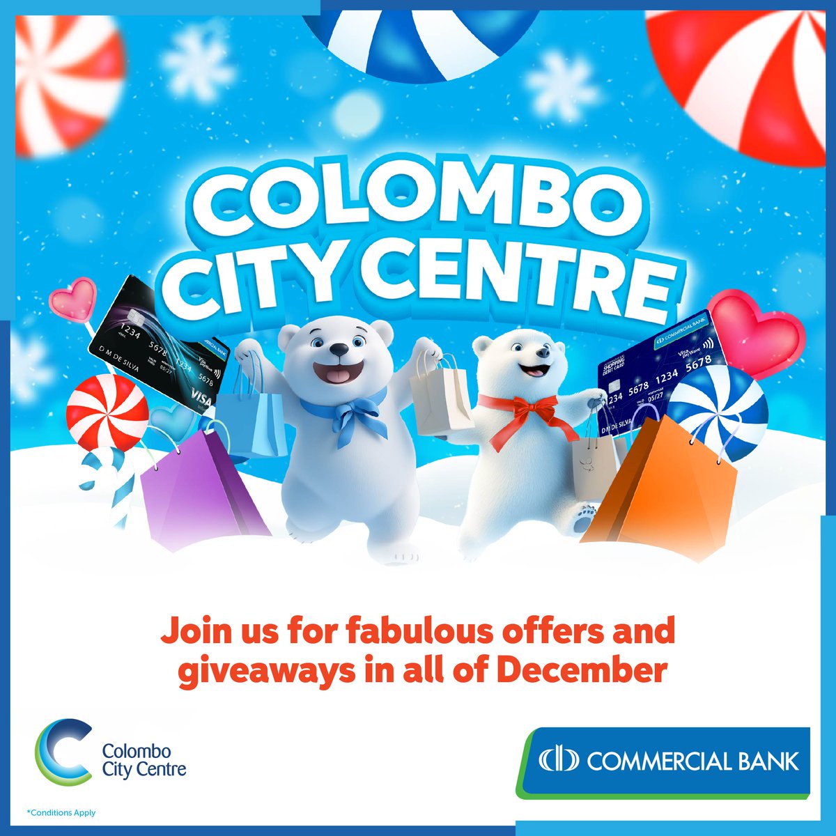 ComBank_LK's tweet photo. Stop by CCC for discounts, fun, surprises, and more all month long!
December just got a whole lot brighter with ComBank Cards.

#ComBank #colombocitycenter #CCC #ComBankCards #CardOffers https://t.co/rCylT1aFJO