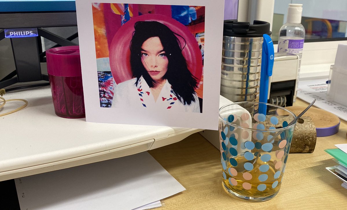 I have lost my voice. This has caused much sniggering at work. My lovely Headteacher has made me a hot honey drink ❤️ My most sniggery colleague made me a get well card with Bjork on it!  #Feelingthelove