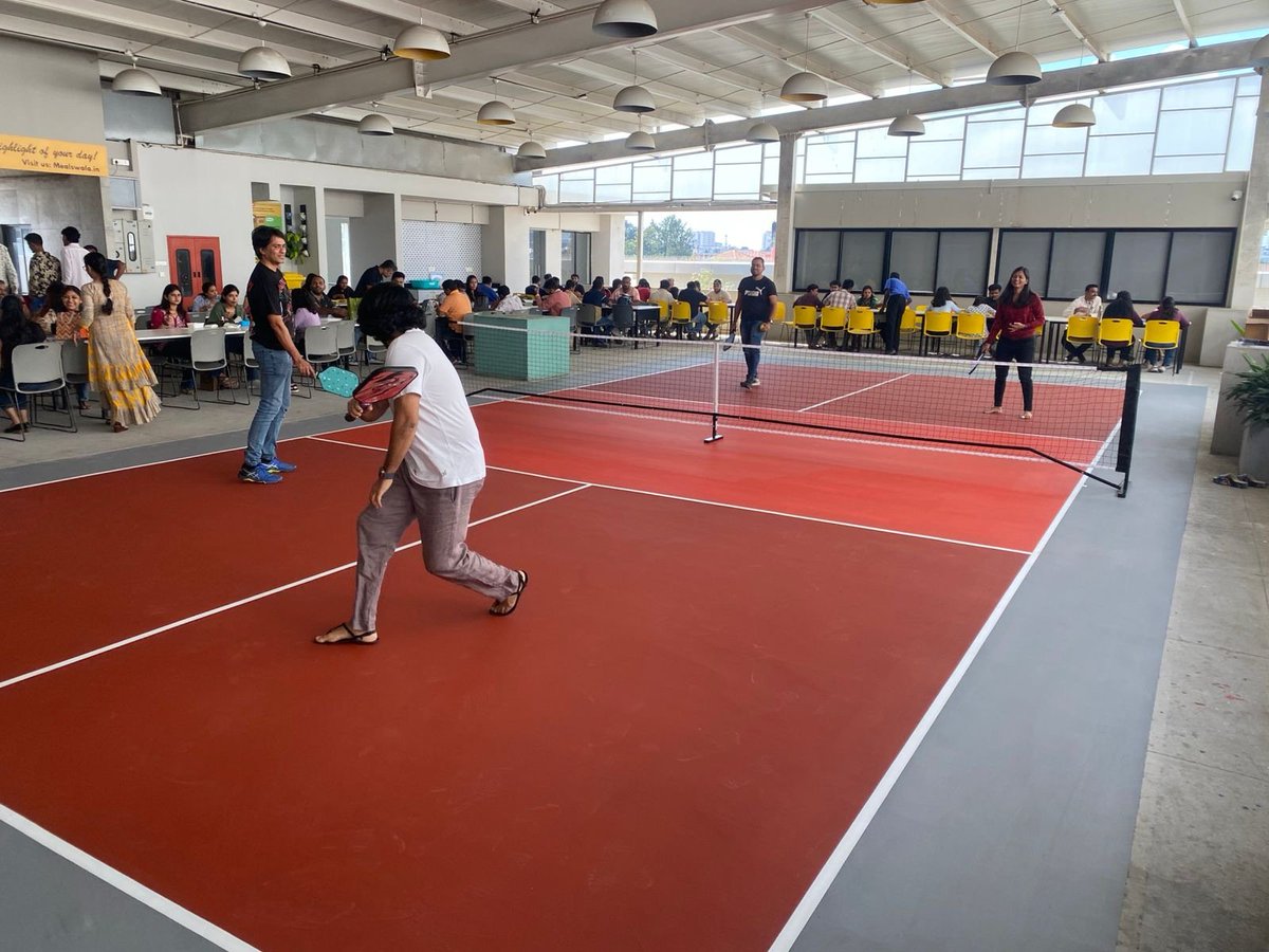 shobhitic's tweet photo. Duroflex is probably the first company in BLR to have a pickleball court in their offices https://t.co/Km2n9hBf89