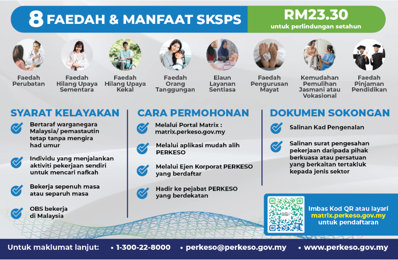 Saida_CFPCertTm's tweet photo. Ramai yang tak perasan ni. 
Tinggal beberapa hari lagi Disember 2024. Rebutla peluang nak dapat perlindungan daripada PERKESO.
Bayar RM23.30 je untuk perlindungan cover setahun.
Ada pendapatan terhad kepada RM1,550/sebulan untuk diinsuranskan.

Meninggal, anak bawah umur boleh dapat pencen 90%.
Nak PERCUMA? untuk perlindungan daripada PERKESO?
Daftar jadi sukarelawan JKM (juga percuma). Atau daftar jadi petugas di rumah ibadat.