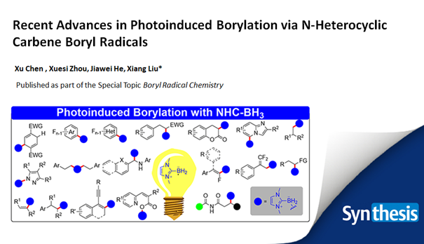 Synthesis_1969's tweet photo. Unleash the power of #organoboron compounds🧪Discover the latest breakthroughs in N-heterocyclic carbene (#NHC) boranes for #visiblelight-induced #radical borylation in a review by X. Liu & co-workers. This approach is transforming #organicsynthesis😲
👉 https://t.co/rz7JeR3fyM https://t.co/JfX4FT0HbV