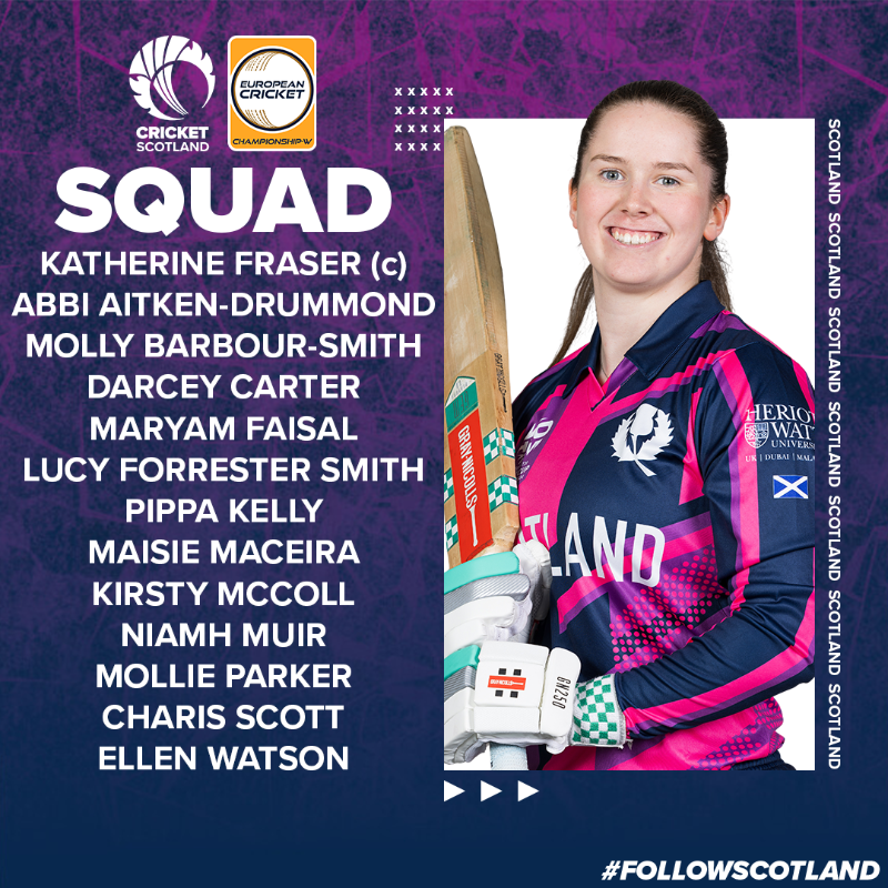 CricketScotland's tweet photo. The Scotland squad for this month's Women's ECC has been announced!
