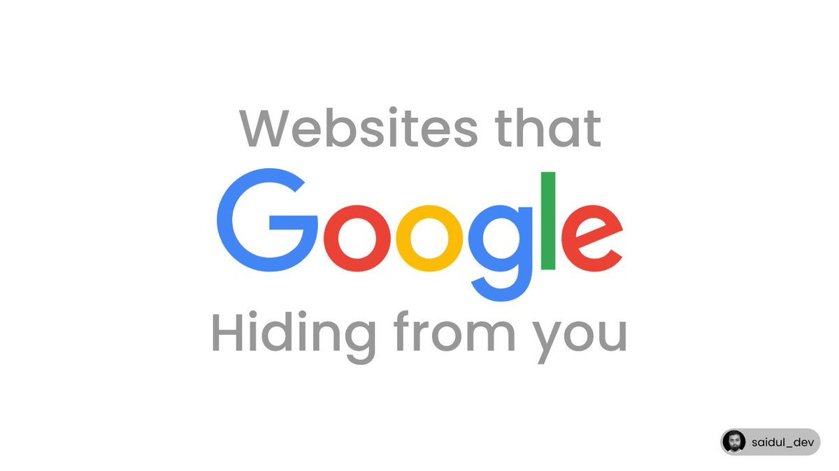 saidul_dev's tweet image. Google doesn't want you to know about these websites.

Here are 10 of them you rarely heard of:

They are free also.