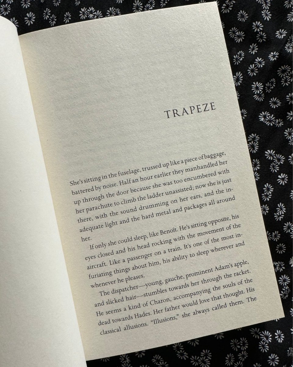 #FirstLineFriday
"She's sitting in the fuselage, trussed up like a piece of baggage, battered by noise." - TRAPEZE by Simon Mawer