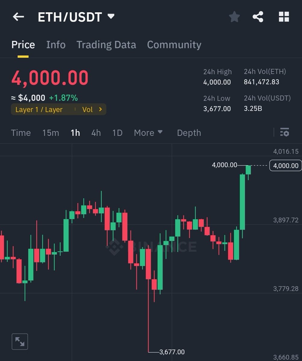 Mohsin_71's tweet photo. Ethereum Coin finally hit to $4000 🚀 https://t.co/TeVvgy1Dp4