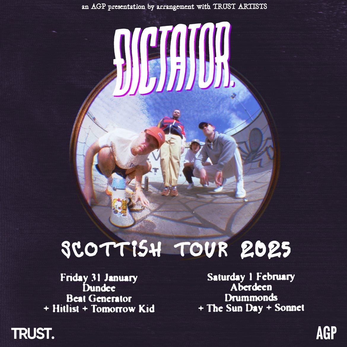 Proper excited to announce the supports for our Dundee and Aberdeen shows!! 

Massive thank you to <a href="/hitlistaberdeen/">Hitlist</a> @tmrrwkid for agreeing to join us in Dundee and to @_the_sun_day_ and @sonnetaberdeen for joining us in Aberdeen!

Go check them out and give them a follow x