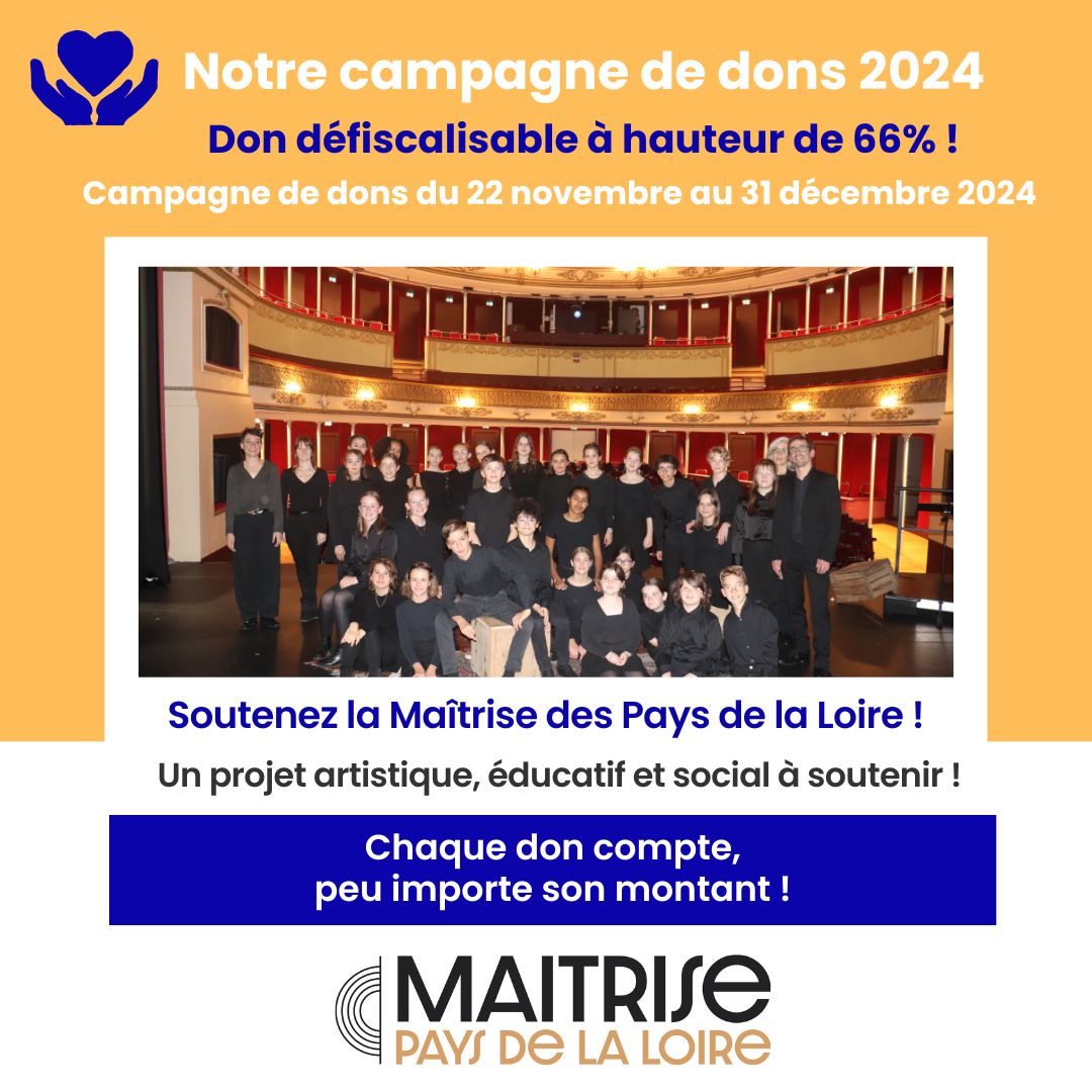 Notre campagne de dons 2024 vous attend😉!
✨Soutenir la Maîtrise des Pays de la Loire, c'est soutenir un projet artistique, éducatif et social ! ✨
Votre don est défiscalisable à hauteur de 66% !
➡️helloasso.com/associations/m…

#Angers #CultureAngers