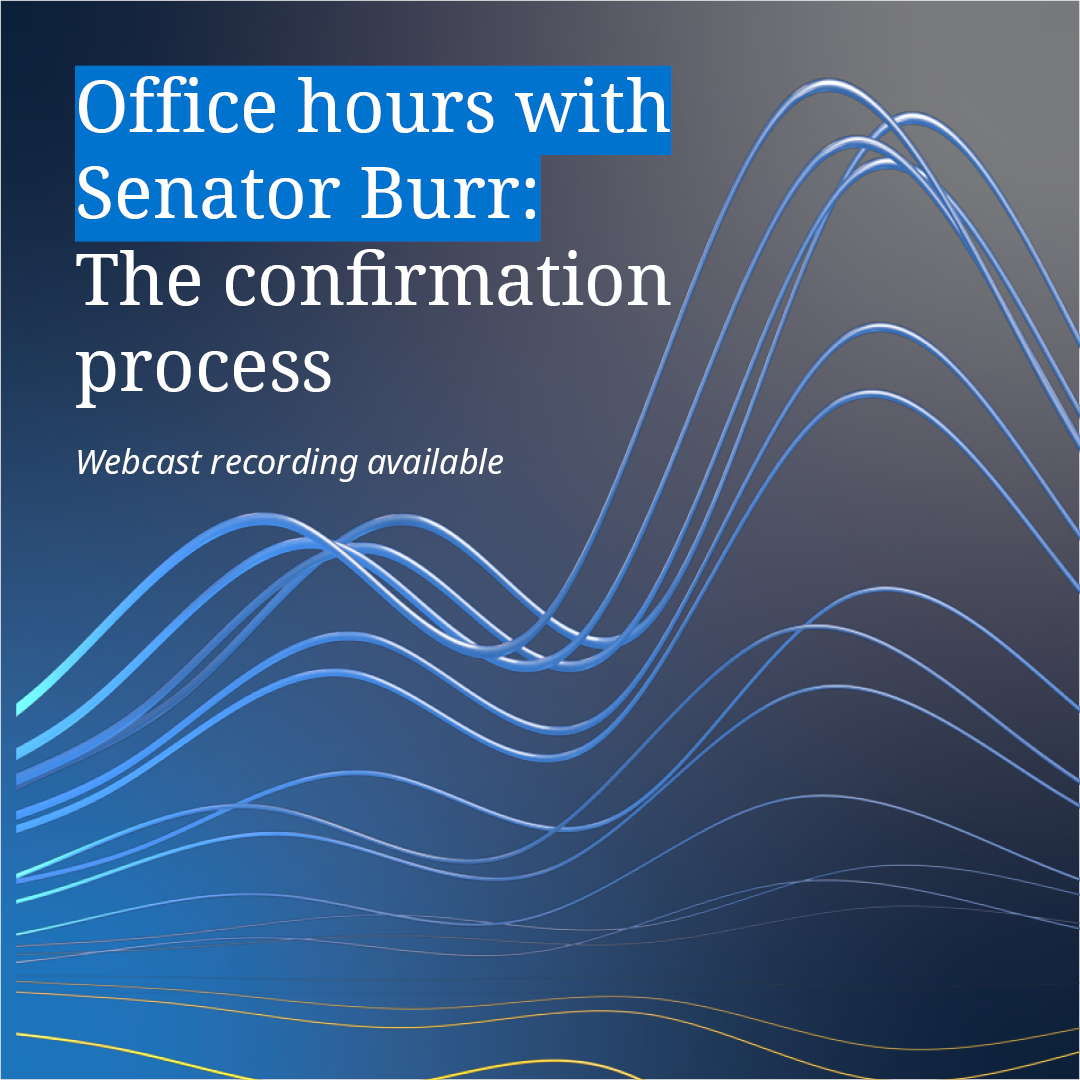 DLA_Piper's tweet image. Watch now: spr.ly/6018QHeka

Office hours with Senator Burr: 
The Confirmation Process

A #DLAPiper discussion on the process for confirming nominees and their implications for agencies such as the #USDepartmentOfHealth &amp;amp; Human Services and the #FTC.