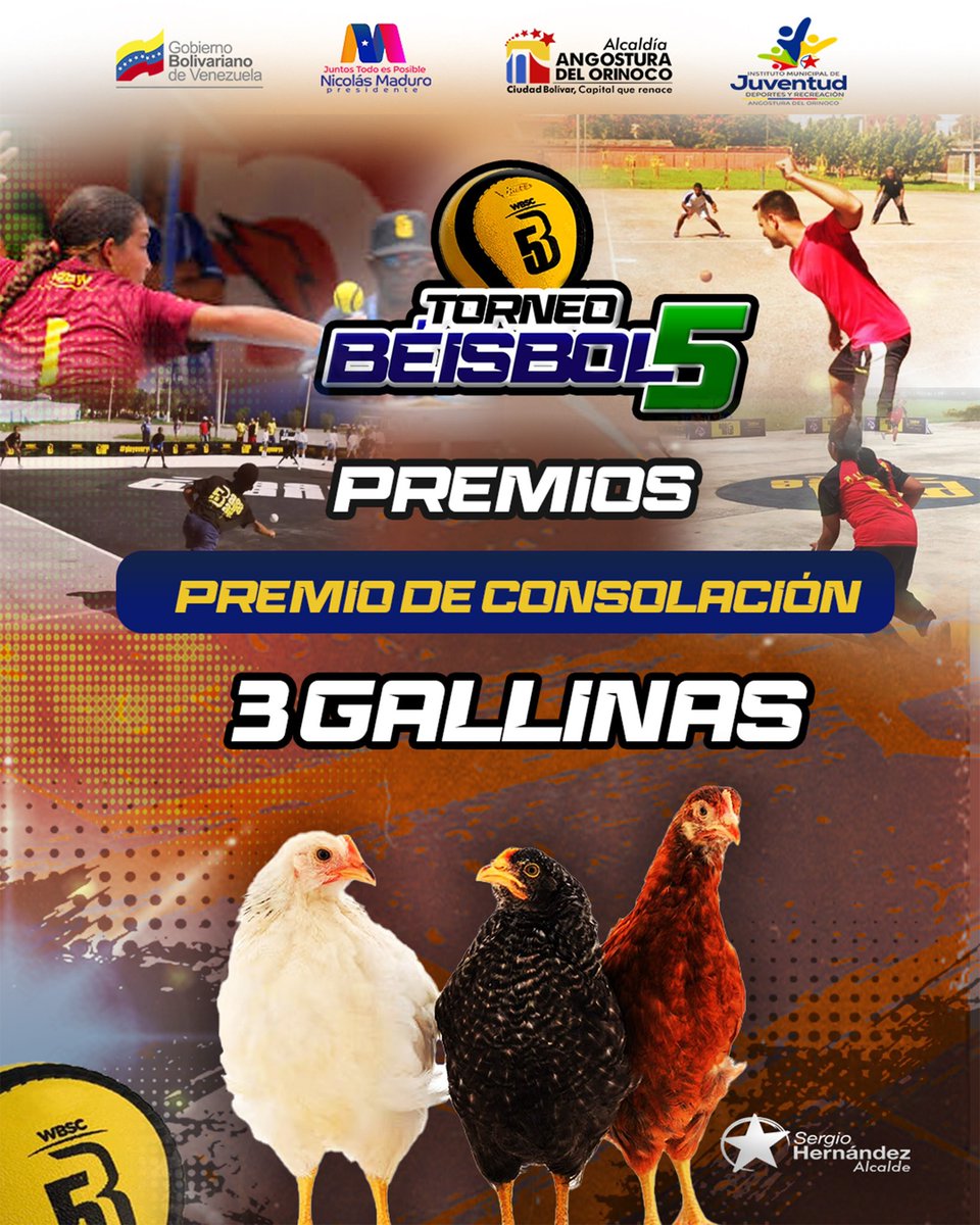 Unos premios a todo dar, por parte del alcalde <a href="/comandosergioh/">Sergio Hernandez</a> para los ganadores del Torneo de Béisbol Five organizado por el Instituto Municipal de Juventud, deportes y Recreación de Angostura del Orinoco.