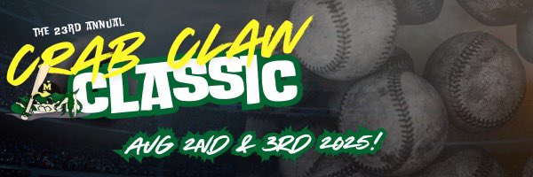 🌊🦀 ⚾️ Get ready for the 23rd Annual Crab Claw Classic! 🎉 Join us on August 2nd and 3rd at Loyola Blakefield and Harford Community College for an unforgettable showcase! 🏆 Baseball players from the Mid-Atlantic and class of 2026, 2027, 2028, and 2029 are all invited!
