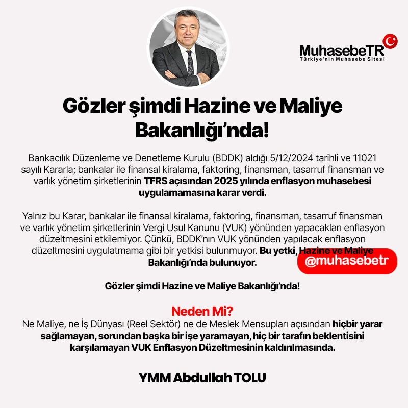 muhasebetrcom's tweet photo. Gözler şimdi Hazine ve Maliye Bakanlığı’nda!
#enflasyonmuhasebesi https://t.co/srQgmWYBAM