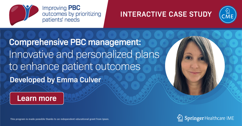 SpringerIME's tweet photo. Test your Primary Biliary Cholangitis management capabilities with this interactive, accredited case study, focussing on profound fatigue, and how management plans can be personalized to best support patient outcomes.