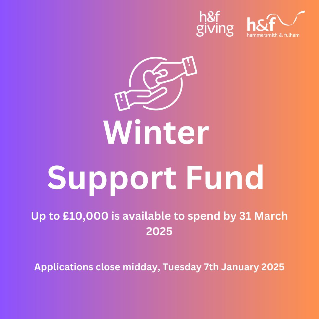 HFGiving's tweet photo. £180,000 is being administered by H&amp;F Giving on behalf of H&amp;F Council via the Winter Support Fund 2024/25, awarding grants to community organisations which support those most in need in the local community. For more information and to apply, head to the link in our bio #charity https://t.co/5MQcml0HCW