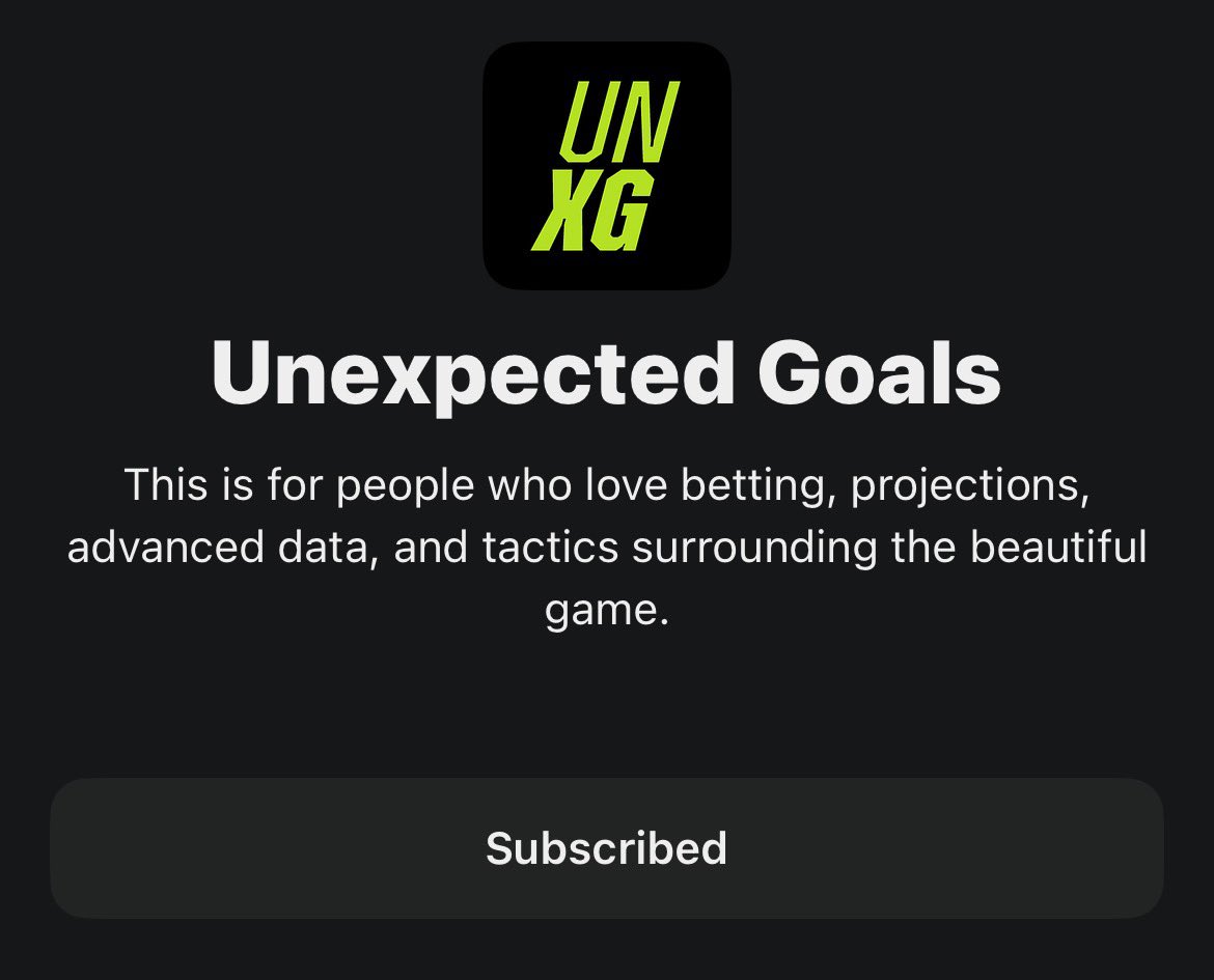 ✅ Subscribed. Big believer in surrounding yourself with high quality content and sources in this betting game - pretty confident <a href="/BJCunningham22/">BJ Cunningham</a>’s new venture will slot into that category.  

➡️ open.substack.com/pub/unexpected…
