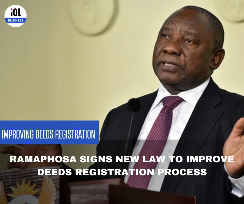 IOL's tweet photo. President Cyril Ramaphosa has approved the new Deeds Registries Amendment Bill, according to a statement from the Presidency.
#business #cyrilramaphosa #deeds #ammendmentbill 

Read on https://t.co/W4WatUXSJH https://t.co/RV4cDCEruL