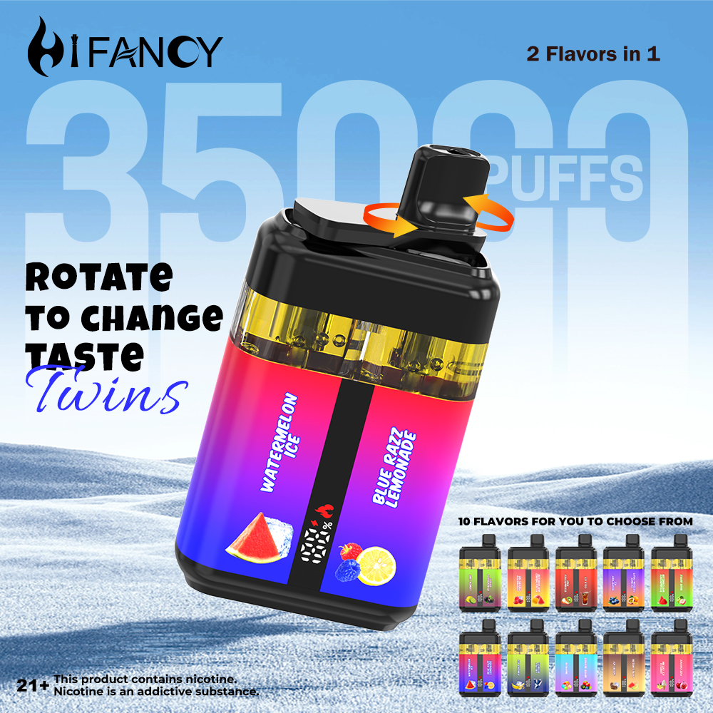 HIFANCY TWINS 35K Disposable Vape - Coming soon, if interested, wa.me/8613424247674
2 in 1 Double Flavor- Rotate to Change Taste 35000 Puffs - 10 flavors #hifancyvaping #hifancyvape #hifancyvaper #hifancyvapor #hifancybar #hifancypod #hifancypuff #hifancyshop #hifancystore