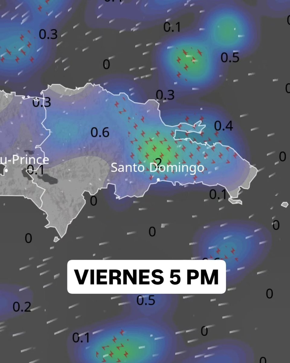 JeanSuriel's tweet photo. 🔵🔵TOMEN NOTA | Un nuevo sistema frontal está de camino hacia República Dominicana, cuyos efectos empezarán a sentirse el domingo en la tarde en el país: vendrá acompañado de una nueva vaguada, por lo que continuarán las precipitaciones hasta la próxima semana.

🔵Hoy viernes, permanecen los remanentes del frente frío número 7 en combinación con los efectos de una vaguada: esta tarde se esperan lluvias moderadas hacia el este, noreste, norte, sureste, Cordillera Central y noroeste; entre 5 y 8 PM, podrían desarrollarse algunos aguaceros fuertes en ocasiones.

Sigue ⬇️