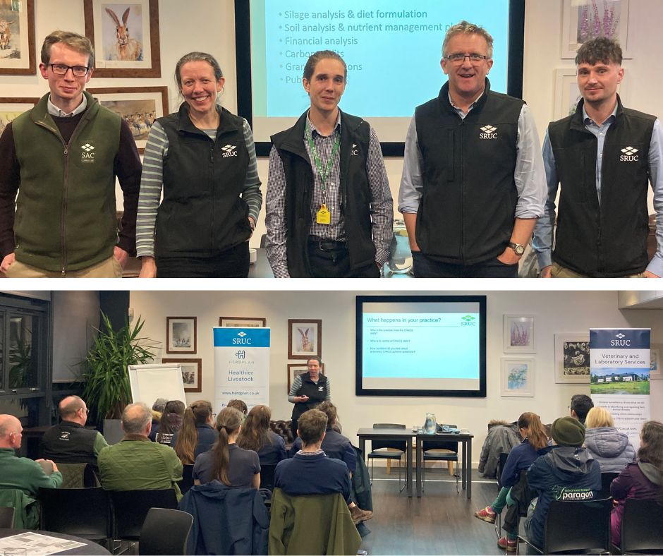 SRUCVets's tweet photo. Team SRUC welcomed 19 vets from 11 practices for FREE CPD at J36 Auction Mart, Kendal on Wednesday. A hot buffet followed by presentations from vets Helen Carty & Colin Mason with SAC consultants Marcus Fox & George Gauley- organised by John Scholefield. #VetCPD #HerdPlan #PCHS https://t.co/Ysu3jQCV4e