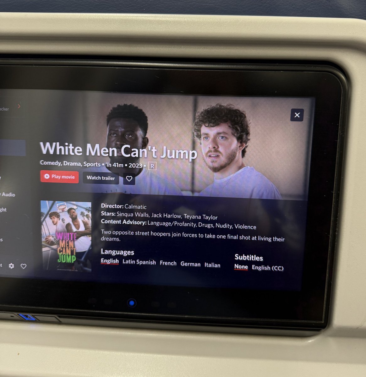 Me: They put <a href="/jackharlow/">Jack Harlow</a> in a movie?
<a href="/gchorba/">Gene Chorba</a>: Yes
Me: Why?
Gene: Because he’s a white man and he can’t jump.