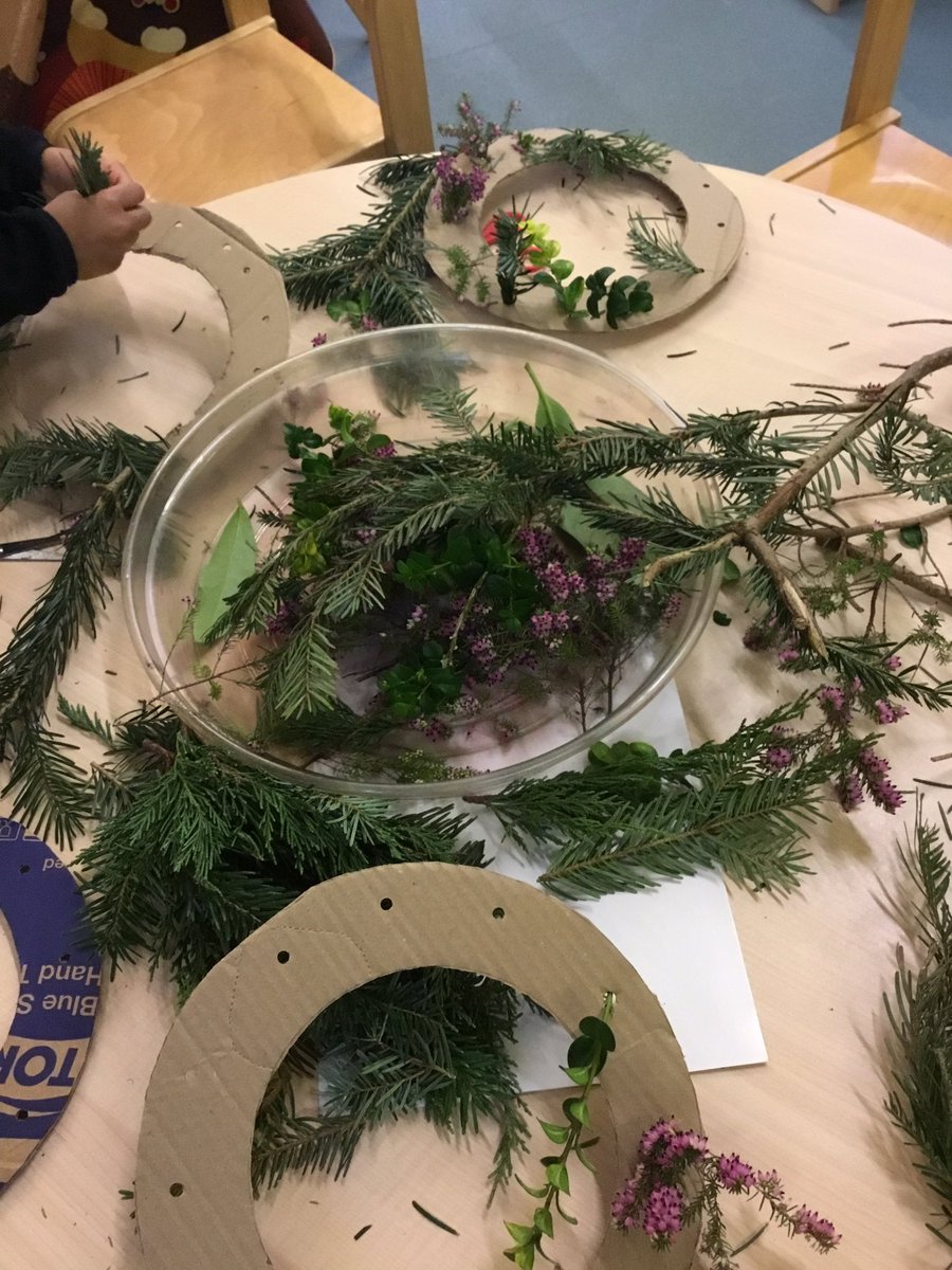 #SJCNursery
An afternoon of wreath making. The children collected leaves and heather in Outside Learning to make a wreath to take home.