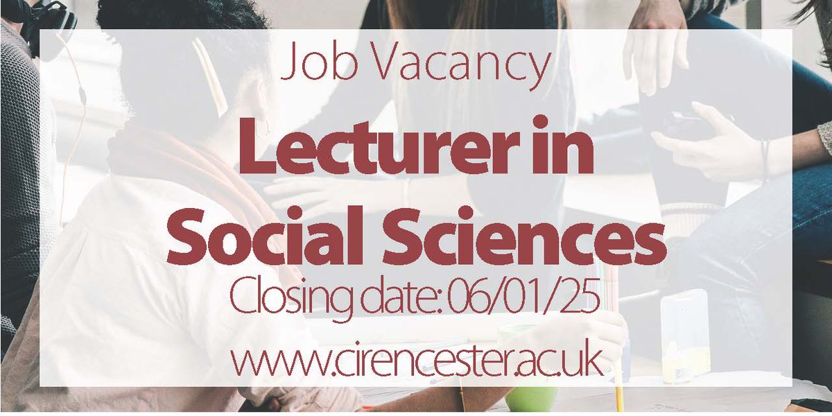 We are looking for a Lecturer in Social Sciences! Find out more and apply here: cirencester.ac.uk/job/lecturer-i…