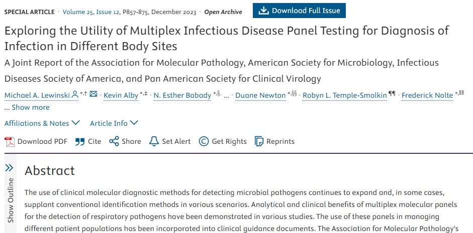 JMDiagn's tweet image. #LegacyContent: Exploring the Utility of Multiplex Infectious Disease Panel Testing for Diagnosis of Infection in Different Body Sites: A Joint Report of @AMPath, @ASMnewsroom, @IDSAInfo, and @thepascv.
Free in the #OpenArchive: jmdjournal.org/article/S1525-…