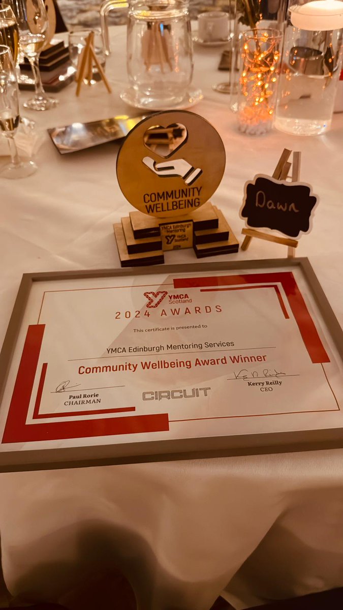 WE WON AWARDS🏆  

Last weekend,we had our YMCA Scotland Awards! 
We won 'Community Wellbeing' for our mentoring service👏🏻❤️

One of our volunteers won 'Volunteer of the Year'- Ian has been with us for 7 years &amp; mentored 5 young people through <a href="/intandemScot/">intandem</a> 👏🏻🥰 
#mentoringworks