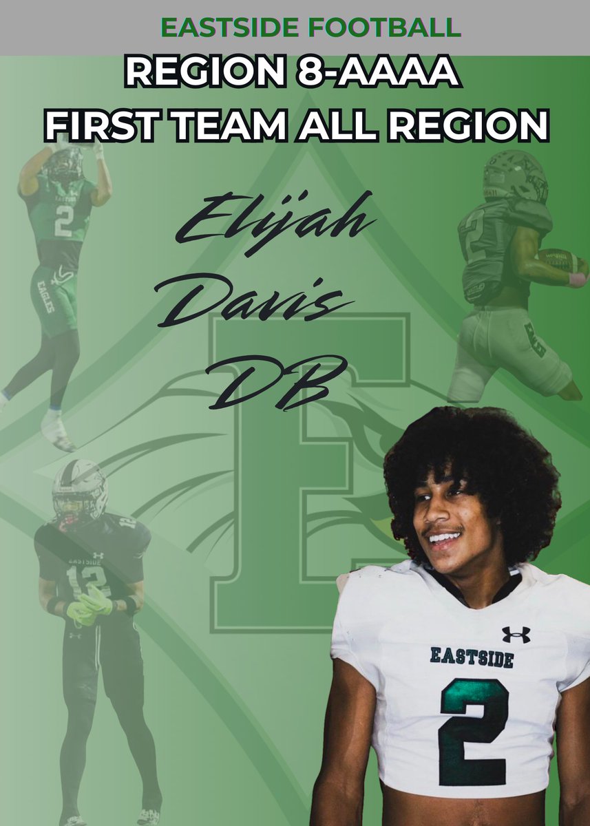 Eastside Eagles Football (@eastsidefb) on Twitter photo Congratulations to Defensive Back Elijah Davis <a href="/ElijahhDavis/">๐ธ๐๐๐๐โ ๐ท๐๐ฃ๐๐ </a>  for earning Region 8-AAAA First Team All Region honors!! Congratulations to Defensive Back Elijah Davis <a href="/ElijahhDavis/">๐ธ๐๐๐๐โ ๐ท๐๐ฃ๐๐ </a>  for earning Region 8-AAAA First Team All Region honors!!