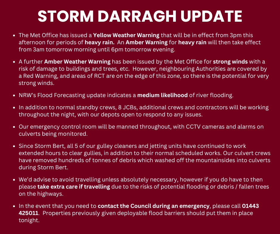 ⚠️ Important Information – Storm Darragh ⚠️