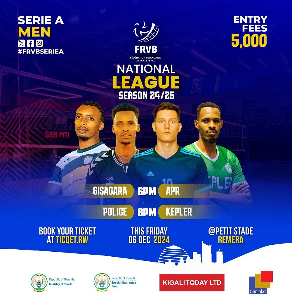 Ntimucikwe!!!

Kuri uyu wa Gatanu muri Petit Stade Amahoro harakomeza shampiyona ya Volleyball. 

Mu bagore: Rwanda Revenue Authority (RRA) irakina na Police VC saa kumi z’umugoroba.

Mu bagabo: 
-.APR VC irakina na Gisagara VC saa kumi n’ebyiri. 
-Police VC irakina na Kepler VC