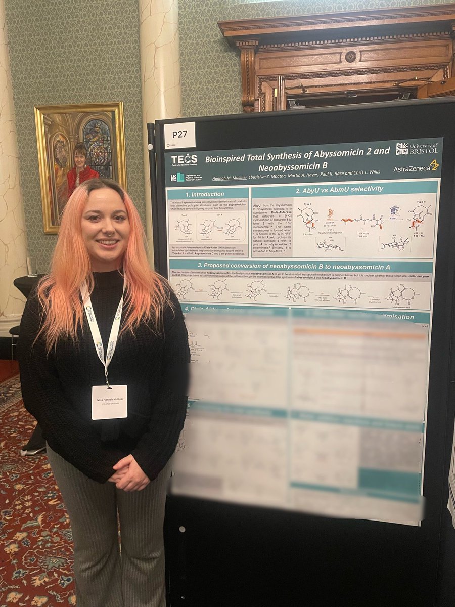 Willis Research Group (@willis_group) on Twitter photo Final year PhD <a href="/hanmul2/">⌬ Hannah</a> presenting her work towards the total synthesis of abyssomicin 2 and neoabyssomicin B at <a href="/RoySocChem/">Royal Society of Chemistry</a> organic chemistry poster symposium <a href="/BristolChem/">Bristol Chemistry</a> #chemistry #womeninSTEM 🧪 Final year PhD <a href="/hanmul2/">⌬ Hannah</a> presenting her work towards the total synthesis of abyssomicin 2 and neoabyssomicin B at <a href="/RoySocChem/">Royal Society of Chemistry</a> organic chemistry poster symposium <a href="/BristolChem/">Bristol Chemistry</a> #chemistry #womeninSTEM 🧪