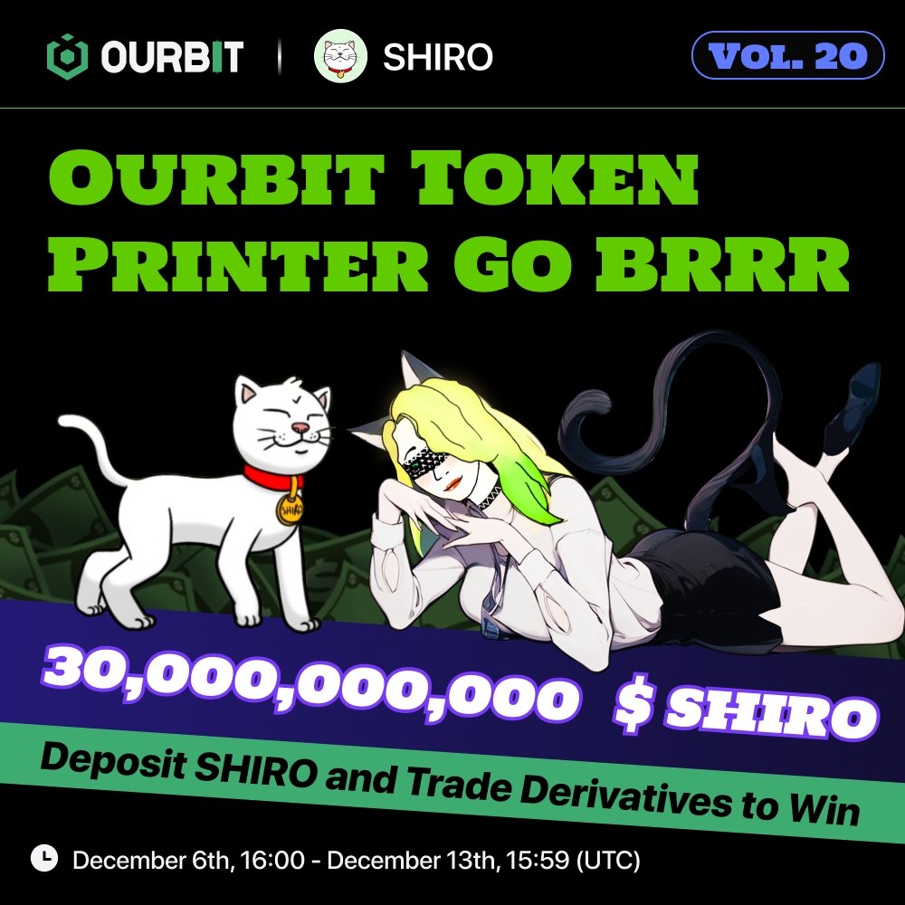 ourbit's tweet photo. OURBIT TOKEN PRINTER GO

𝘉𝘙𝘙𝘙𝘙-𝐵𝑅𝑅𝑅𝑅𝑅𝑅𝑅-𝘽𝙍𝙍𝙍𝙍𝙍𝙍𝙍𝙍𝙍𝙍𝙍𝙍𝙍𝙍𝙍 🔫 💵 💵 💵 💵 💵

Featuring Shiro Neko (@shiro), 30 BILLION $SHIRO (~$11K) TO GIVE AWAY

🟩 🟨 Join now: https://t.co/rOrpOeyioy

🐾 Sign up and deposit to win 100 mil $SHIRO tokens 🐈
🐾 Hit $30K in Futures trading volume to share 15 bil $SHIRO 🐈

Cat season on ETH, are ya ready? 😸+🐶=❤️
