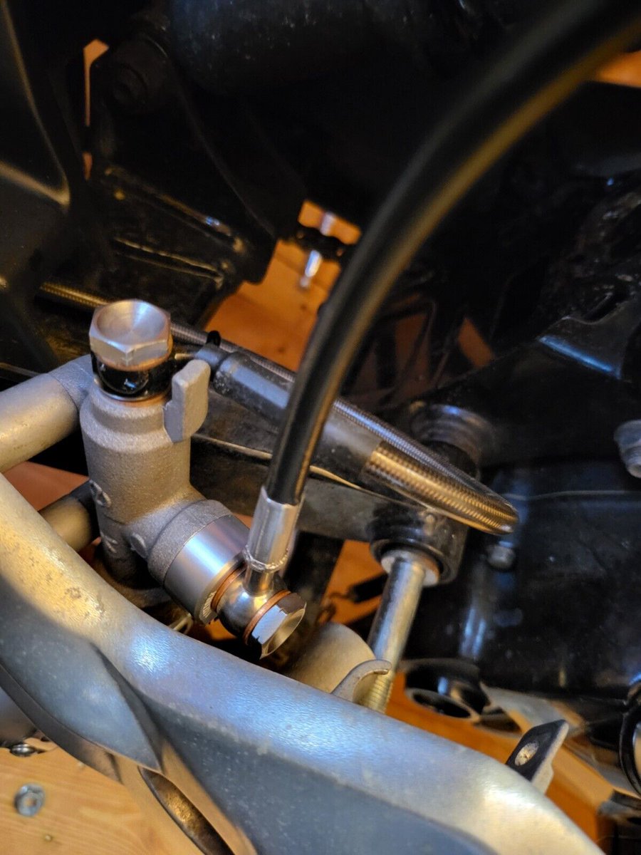 RaceTorx's tweet photo. The junction valve enables our thumb brakes to function with both the foot pedal and thumb simultaneously. For road usage, it also plays a role in achieving a successful MOT. #mot #roadriding #bikelife #junctionvalve #nissin #brembo https://t.co/5Q2xPleffd