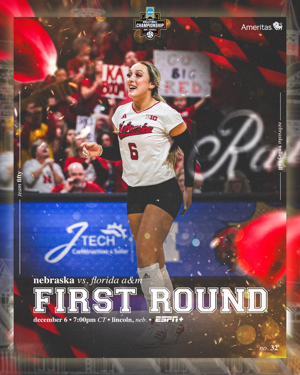 Nebraska Volleyball (@huskervb) on Twitter photo The road to Louisville runs through Lincoln.
🆚 : Florida A&M
🕖 : 7:00pm CT
💻 : ESPN+
📍 : Bob Devaney Sports Center
📻 : <a href="/HuskersRadio/">Huskers Radio Network</a> The road to Louisville runs through Lincoln.
🆚 : Florida A&M
🕖 : 7:00pm CT
💻 : ESPN+
📍 : Bob Devaney Sports Center
📻 : <a href="/HuskersRadio/">Huskers Radio Network</a>
