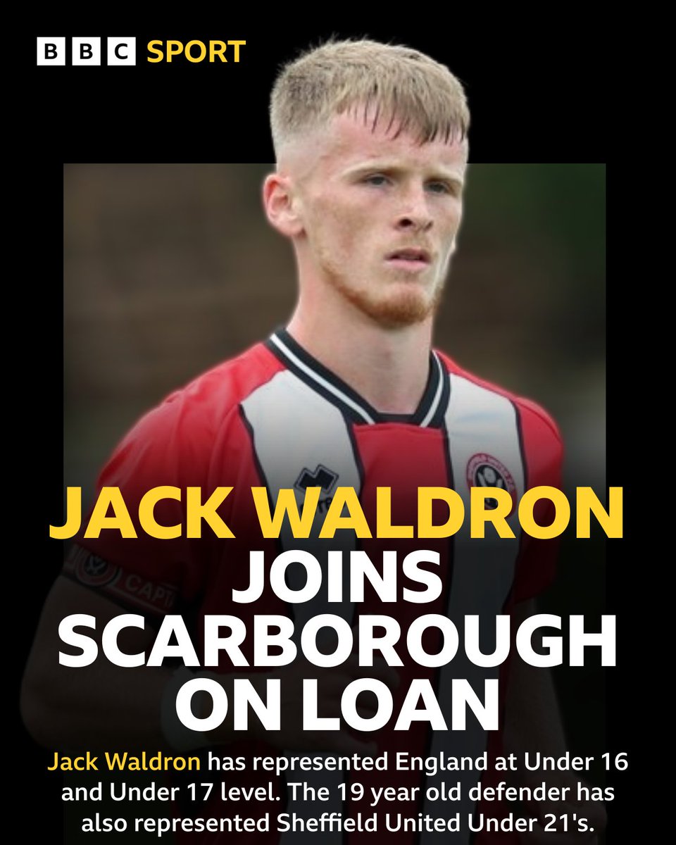 BREAKING: Scarborough Athletic have bolstered their ranks with the signing of defender Jack Waldron from Sheffield United.

The 19 year-old has joined on a month's loan - but there could be an option to extend the deal.

Waldron has represented England at Under 16 and Under 17