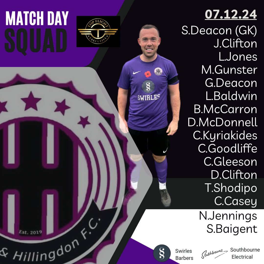 H_H_F_C's tweet photo. Our match day squad for tomorrow.. 🤘🏼⚽️

Match sponsored by - Top Flight Executive 

#HHFC #morethanafootballclub #hayesandhillingdonfc #hhfc #matchsquad #footballteam #footballers #footballclub #middlesexcounty #middxfa #MCPD

💜🖤 https://t.co/eIxqHnHfWg