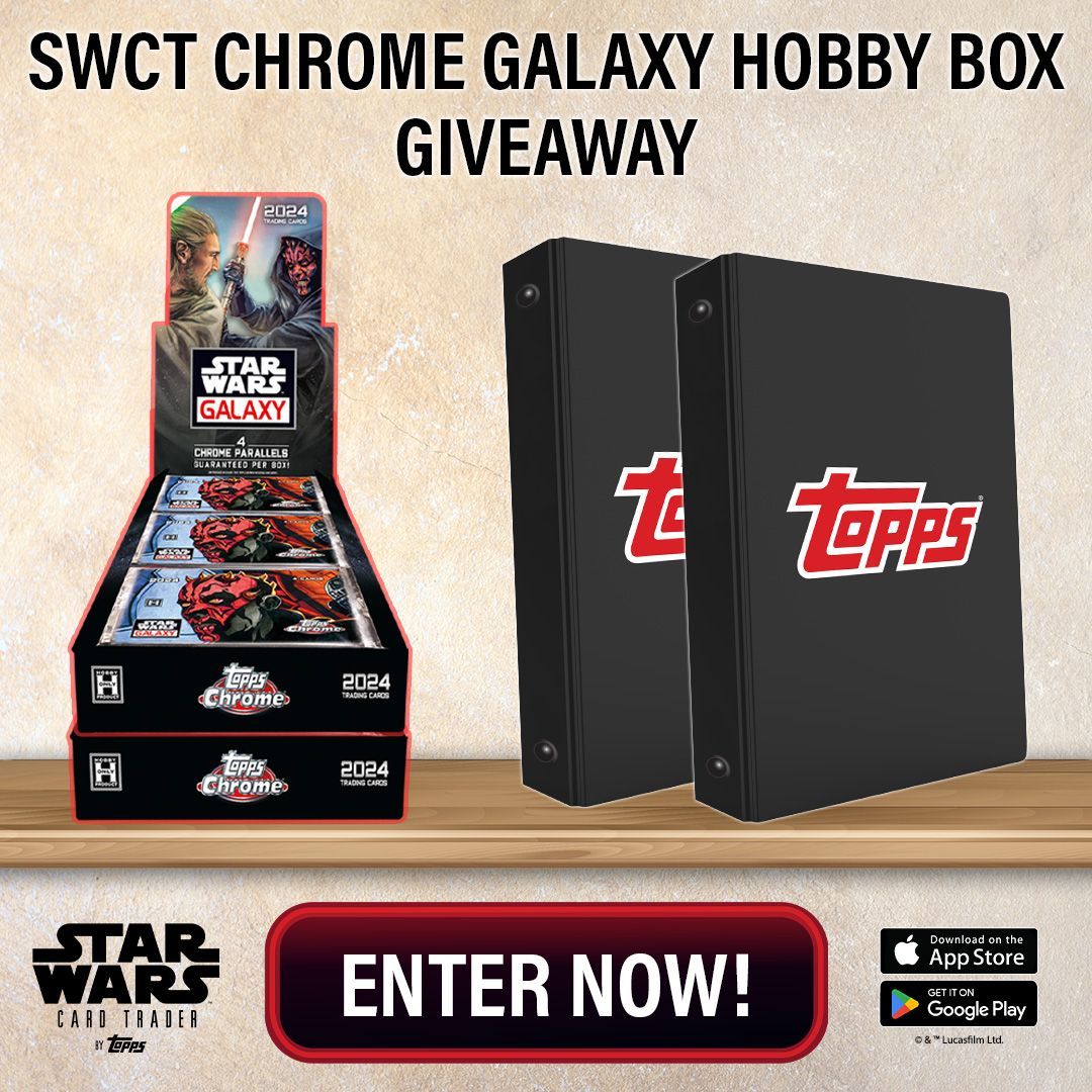 Here's another chance to win a 2024 <a href="/Topps/">Topps</a> Star Wars Chrome Galaxy Hobby Box! Enter our giveaway now through December 13th and you could win 2 Hobby Boxes + 2 Topps Card Binders!

Enter here: buff.ly/4g1RBa0