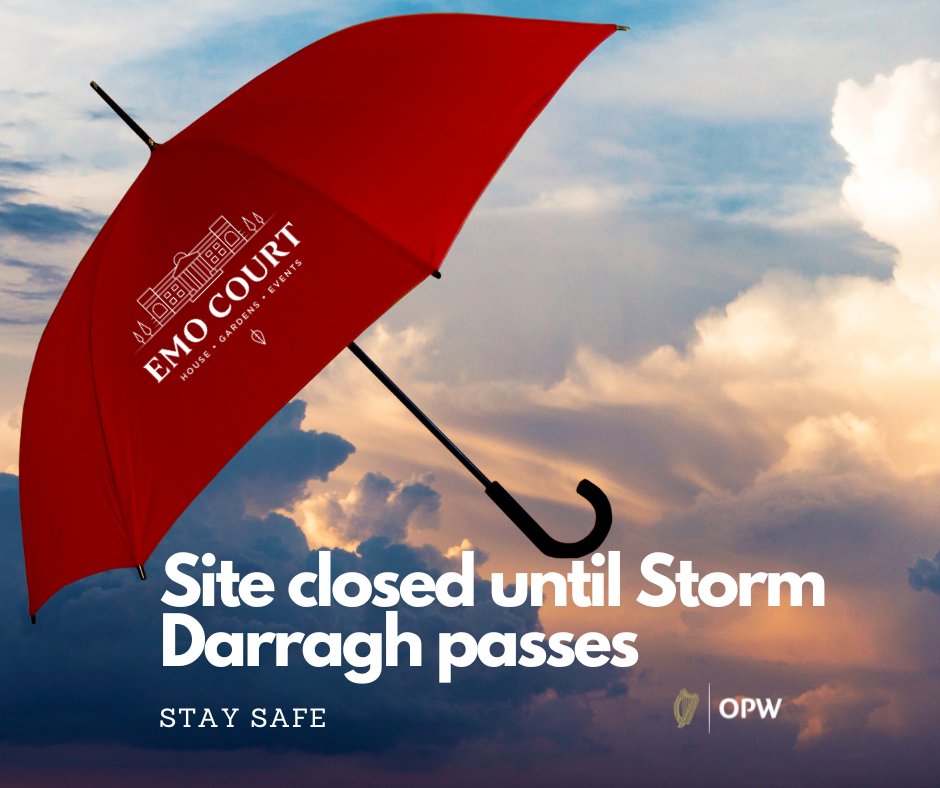 Emo Court (@emocourtopw) on Twitter photo Emo Court & Parklands are closed until Storm Darragh passes. <a href="/LaoisPeople1/">Laois People</a> <a href="/LaoisCouncil/">Laois County Council</a> <a href="/tourism_laois/">Laois Tourism</a> <a href="/MartleysCoaches/">Martleys Coach Hire - Portlaoise | Laois</a> <a href="/CLGLaois/">Laois GAA</a> <a href="/opwireland/">Office of Public Works</a> <a href="/HeritageIreOPW/">Heritage Ireland</a> <a href="/HeritageLaois/">The Heritage</a> <a href="/catocafinefood/">CaToCa Fine Foods</a> <a href="/Save_MRHP/">Midlands Regional Hospital Portlaoise - Community</a> <a href="/DowntownPortlao/">Downtown Portlaoise</a> Emo Court & Parklands are closed until Storm Darragh passes. <a href="/LaoisPeople1/">Laois People</a> <a href="/LaoisCouncil/">Laois County Council</a> <a href="/tourism_laois/">Laois Tourism</a> <a href="/MartleysCoaches/">Martleys Coach Hire - Portlaoise | Laois</a> <a href="/CLGLaois/">Laois GAA</a> <a href="/opwireland/">Office of Public Works</a> <a href="/HeritageIreOPW/">Heritage Ireland</a> <a href="/HeritageLaois/">The Heritage</a> <a href="/catocafinefood/">CaToCa Fine Foods</a> <a href="/Save_MRHP/">Midlands Regional Hospital Portlaoise - Community</a> <a href="/DowntownPortlao/">Downtown Portlaoise</a>