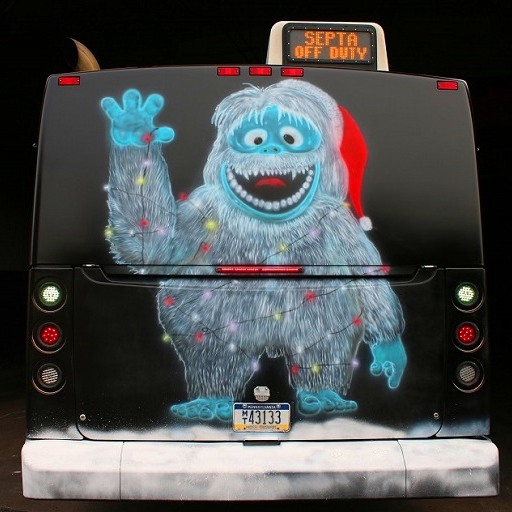 SEPTAPHILLY's tweet photo. Every year since 2013 #SEPTA frontline employees have transformed retired vehicles into holiday works of art. Unfortunately this year's funding shortfall forced us to cancel this annual event so we're revisiting fan favorites from years past β€οΈ. #ISEPTAPHILLY #waytogo #FESTIBUS https://t.co/bpYyayASIy