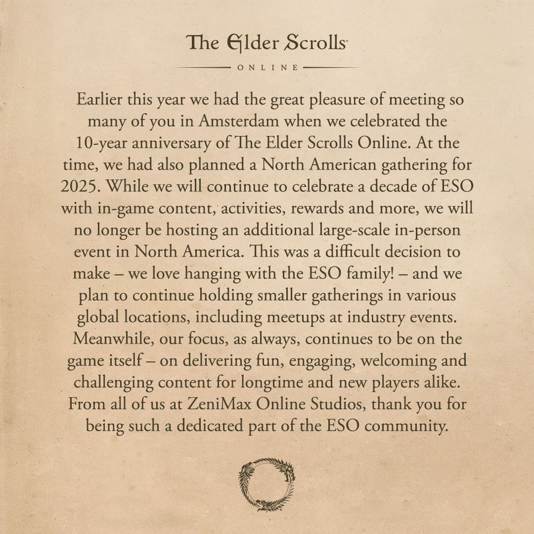 Please read this update on our 2025 ESO 10-Year Anniversary Celebration in-person event plans.